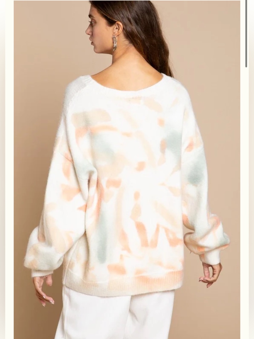 New: POL “Golden Hour” Boho Relaxed  Fit Balloon Sleeve Tie Dye Sweater• Medium - Picture 7 of 8